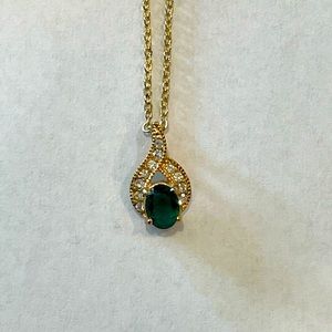 JC Penney Gold-plated Emerald and Diamond Necklace